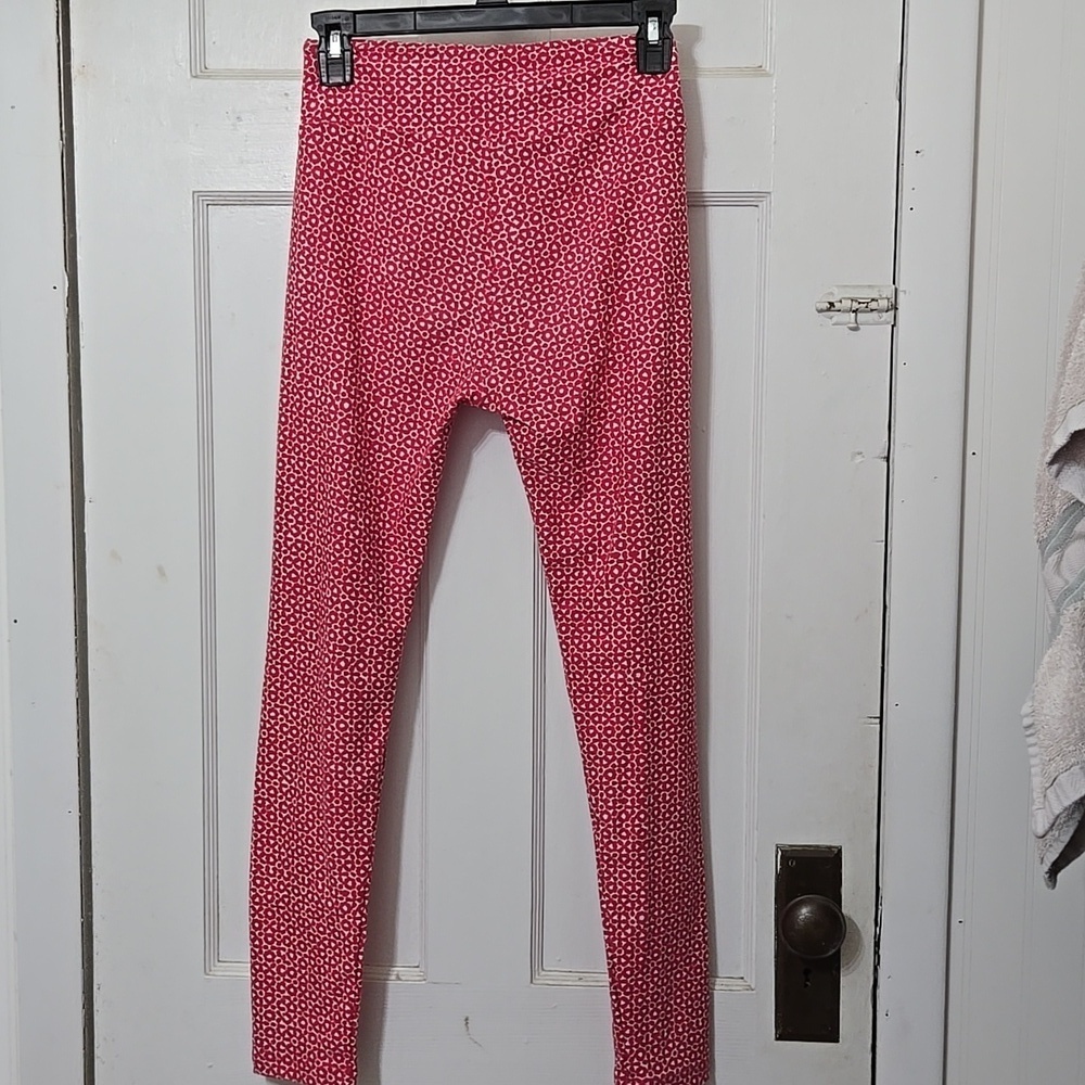 Lularoe Pink Mystery Patterned Leggings Pink/Red? One SIZE Good Used Condition - Picture 5 of 5